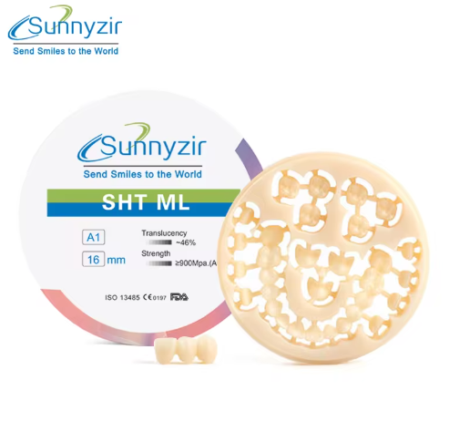 Sunnyzir SHT Multi-layered Zirconia Block For 98mm CAD/CAM Machine Preshaded Zirconia Ceramic Disc