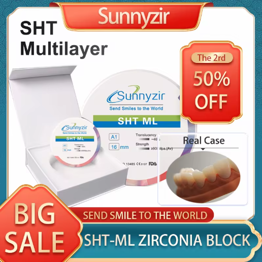 Sunnyzir SHT Multi-layered Zirconia Block For 98mm CAD/CAM Machine Preshaded Zirconia Ceramic Disc